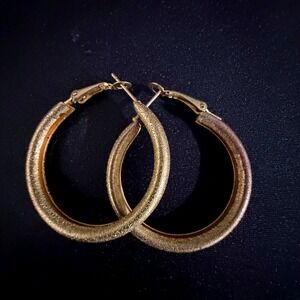 Gold Textured‎ Hoop Earrings Classic Textured Hoop Earrings